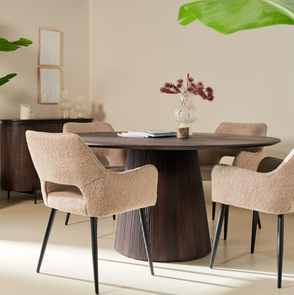 Japandi Eettafel Mokka Rond – Espresso | Ø120 cm