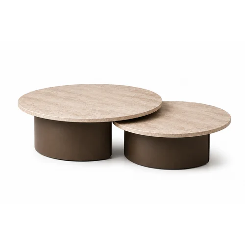 Salontafel Marbella Set Van 2 Travertin Brons
