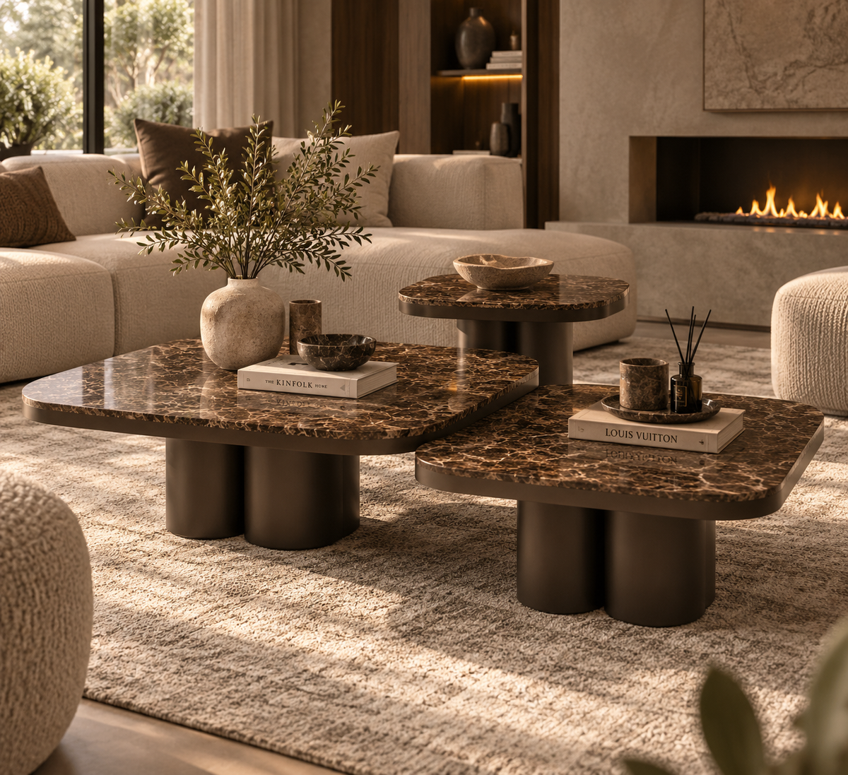 Sorella Salontafel Set van 3 – Marmer Bruin
