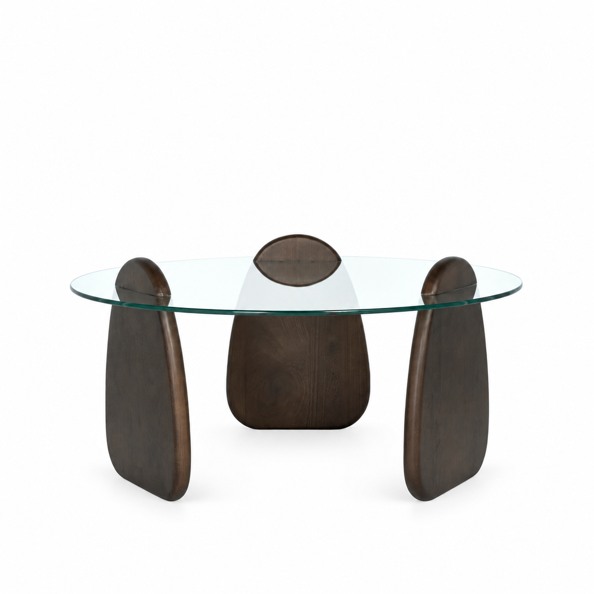 Japandi Stijl Design Salontafel – Donkerbruin Hout & Glas | 80 cm