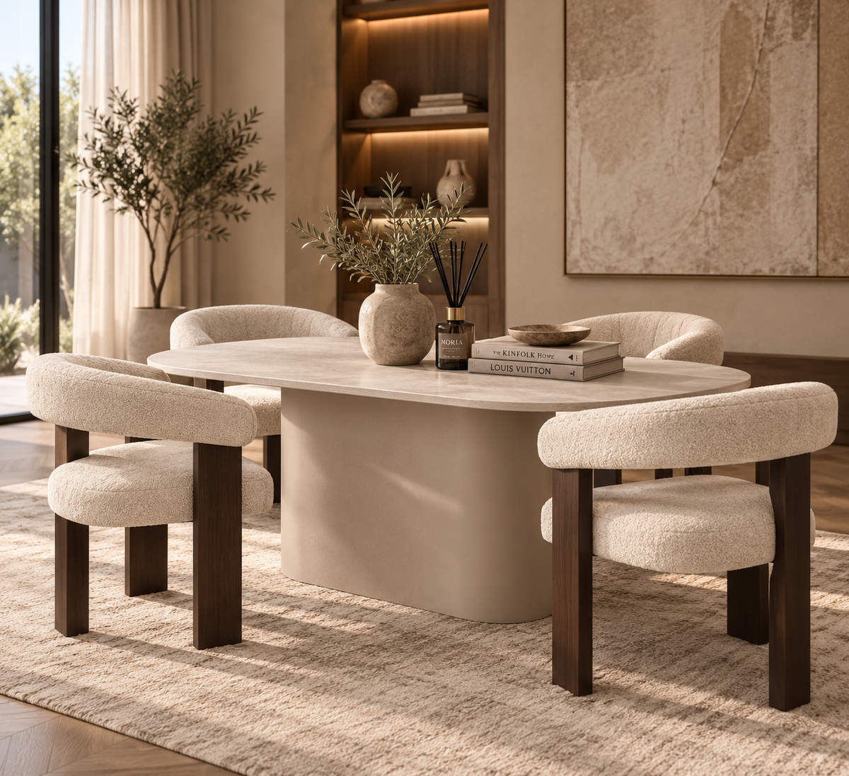 Eetkamerstoel SARA – Taupe & Donkerbruine poten