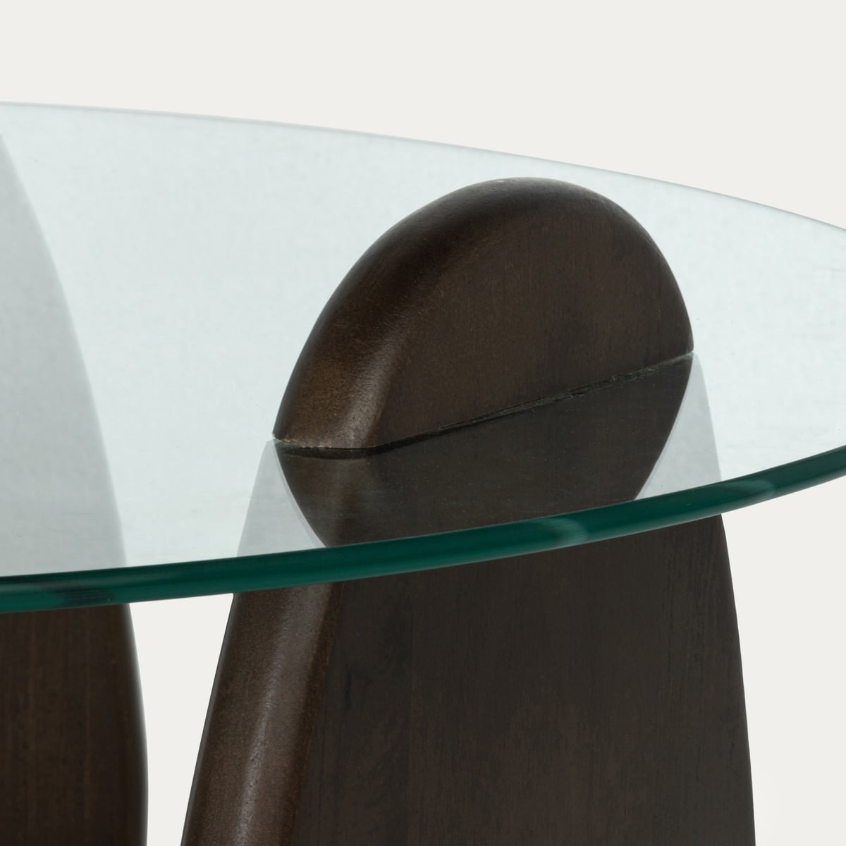 Japandi Stijl Design Salontafel – Donkerbruin Hout & Glas | 80 cm